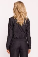 Damen Bomberjacke mit Druckknöpfen - Anthrazit