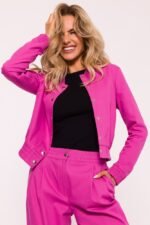 Pinke Damen Bomberjacke mit Druckknöpfen