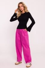 Schwarzes Geripptes Langarm-Shirt