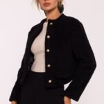 Schwarze Kurze Teddy Jacke