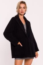 Schwarze Oversized Teddy Style Jacke