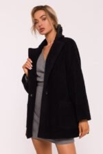 Schwarze Oversized Teddy Style Jacke