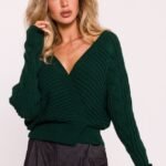 Grüner raffinierter Damen Strickpullover