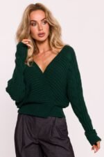 Grüner raffinierter Damen Strickpullover