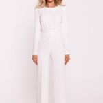 Taillierter Overall mit Schulterpolstern - Ecru