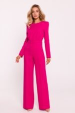 Pinker taillierter Overall mit Schulterpolstern