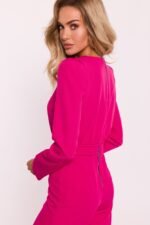 Pinker taillierter Overall mit Schulterpolstern