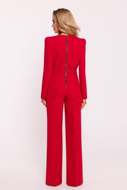 Roter taillierter Overall mit Schulterpolstern