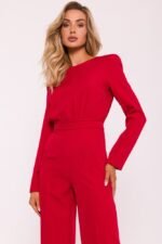 Roter taillierter Overall mit Schulterpolstern