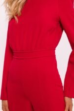 Roter taillierter Overall mit Schulterpolstern