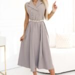 Graues Kleid mit Reverskragen