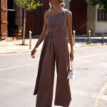 One Shoulder Overall in Mocca M845