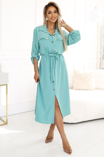 Hemdblusenkleid mit Krempelärmel