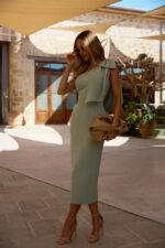 Midi One Shoulder Kleid Mint