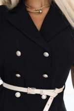 Schwarzes Midikleid mit Reverskragen – Bild 4