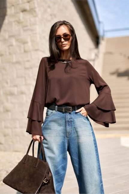 Bluse mit Volantärmeln für stilvolle Auftritte