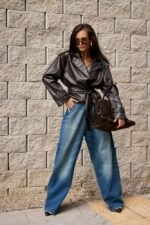 Damen Lederjacke Anthrazit - urban, stilvoll & selbstbewusst – Bild 2