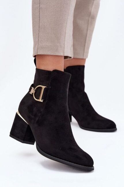 Schwarze Damen Stiefelette Wildlederimitat