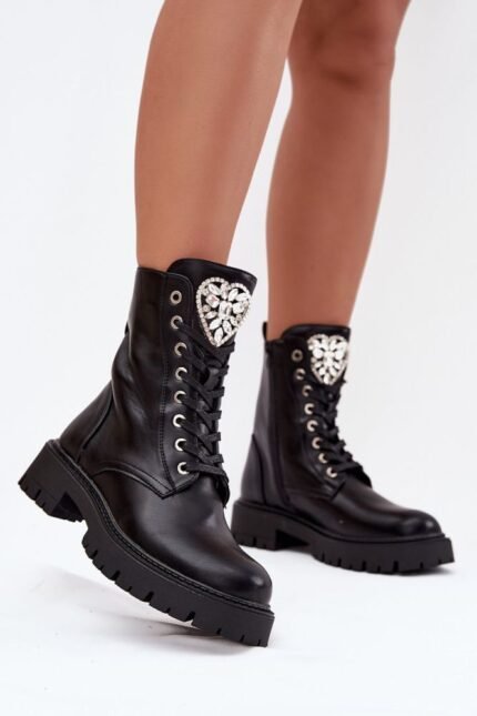 Schwarze Schnürstiefeletten Damen