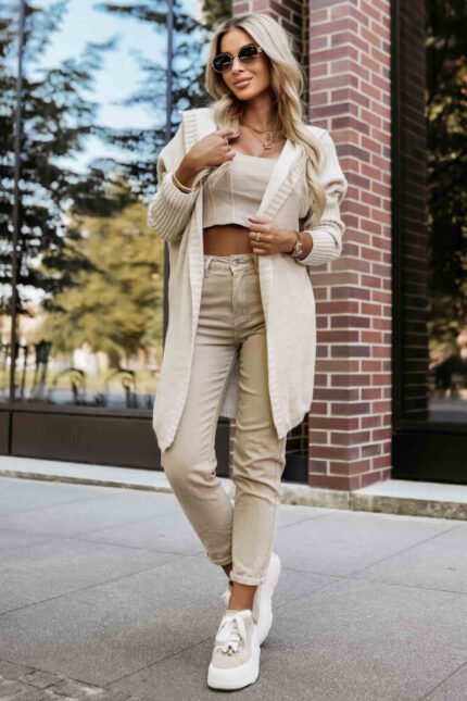 Oversize Cardigan Damen beige - 629-1