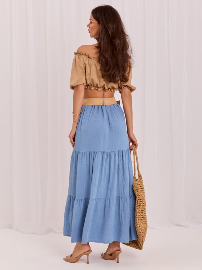 Blauer Rüschenrock Maxi