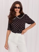 Schwarze Bluse mit weißen Punkten