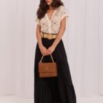 Schwarzer Boho Maxirock mit Volants