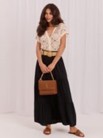 Schwarzer Boho Maxirock mit Volants