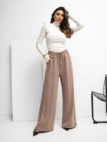 Bequeme Hose mit elastischem Bund - Beige