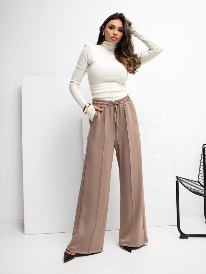 Bequeme Hose mit elastischem Bund - Beige