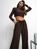Braune Wide Leg Hose Damen