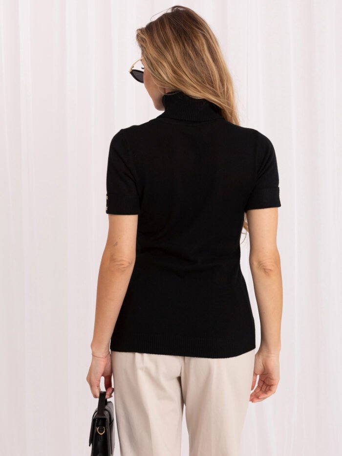 Eleganter schwarzer Kurzarmpullover Damen