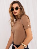 Kurzarm Rollkragenpullover Damen in Kamel