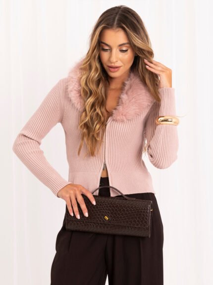 Rosa Cardigan mit Zweiwege-Rei0verschluss