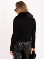 Schwarze kurze Strickjacke mit Zweiwege-Reißverschluss